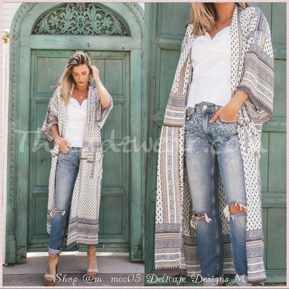 2xHP Mix Print Sheer Cozy Sweater Cardigan - Picture 2 of 13